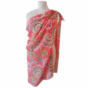 Large Wrap Paisley Floral Scarf Beach Summer Cover Up Cotton Silk Lightweight